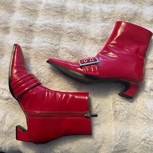 Steve Madden Leather Patent Red Ankle Boots